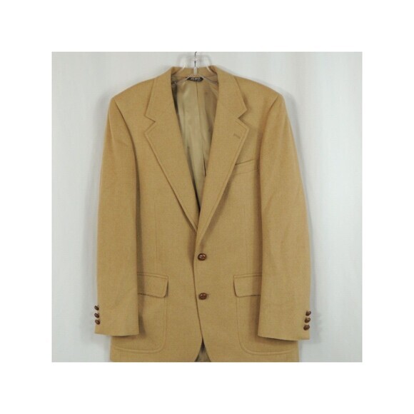 VTG Bill Blass 100% Camel Sport Coat Tan 2-Button Made in USA 42R (Measured) - Picture 2 of 16